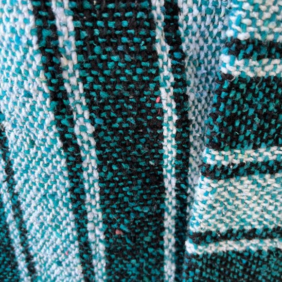 Confecciones Artilana Green Striped Poncho Women Size Medium - Picture 10 of 16